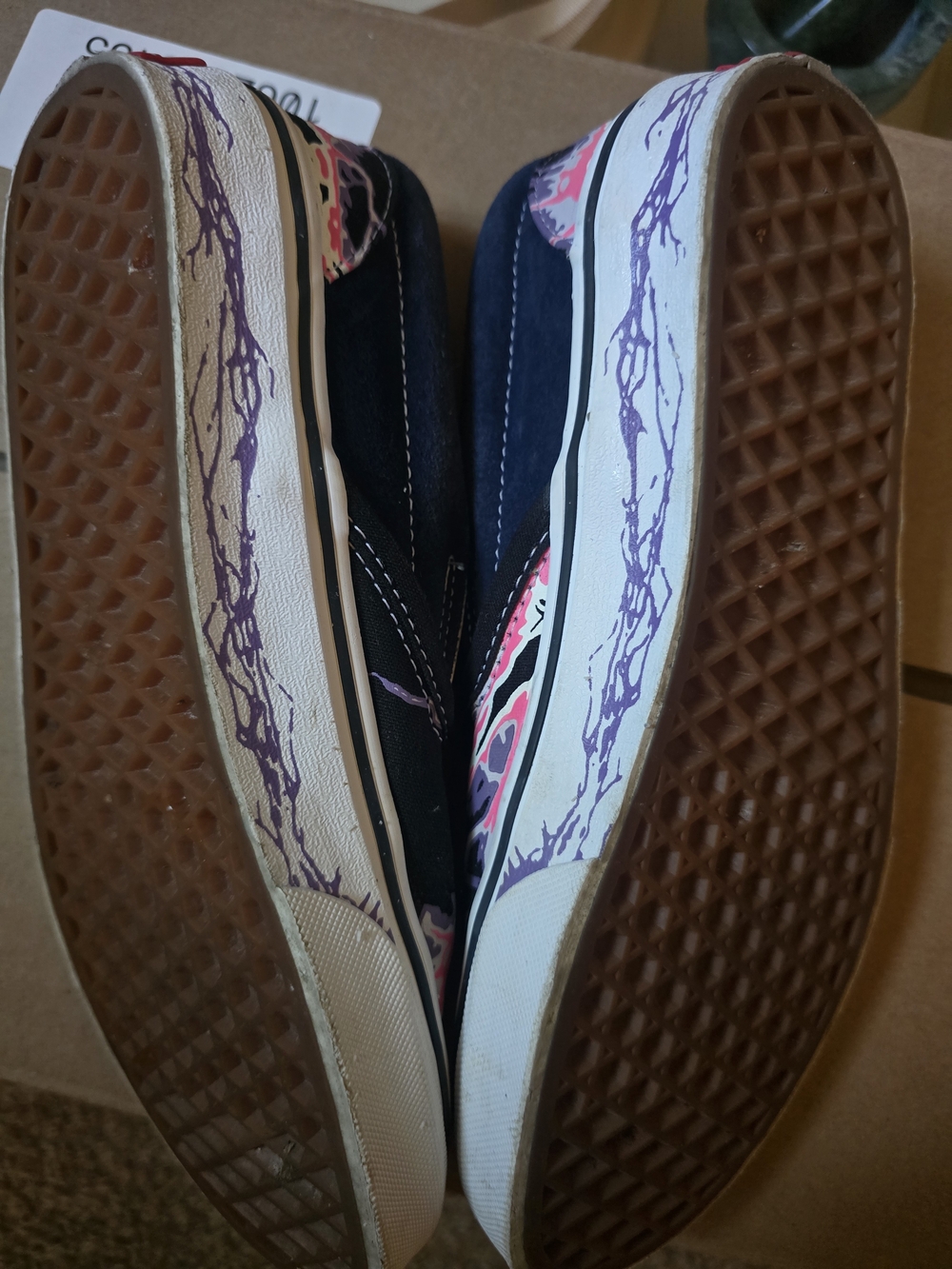 Vans Slip-On Sneakers with Neon Multicolor Skull Lightning Print (W-8/M-6.5) - Picture 7 of 10